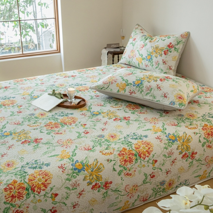 91家纺网 家纺一手货源 找家纺 （总）上喜 热卖双面全棉印花密绗床盖三件套