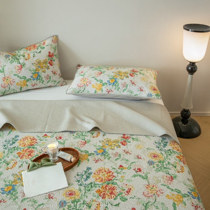 91家纺网 家纺一手货源 找家纺 （总）上喜 热卖双面全棉印花密绗床盖三件套