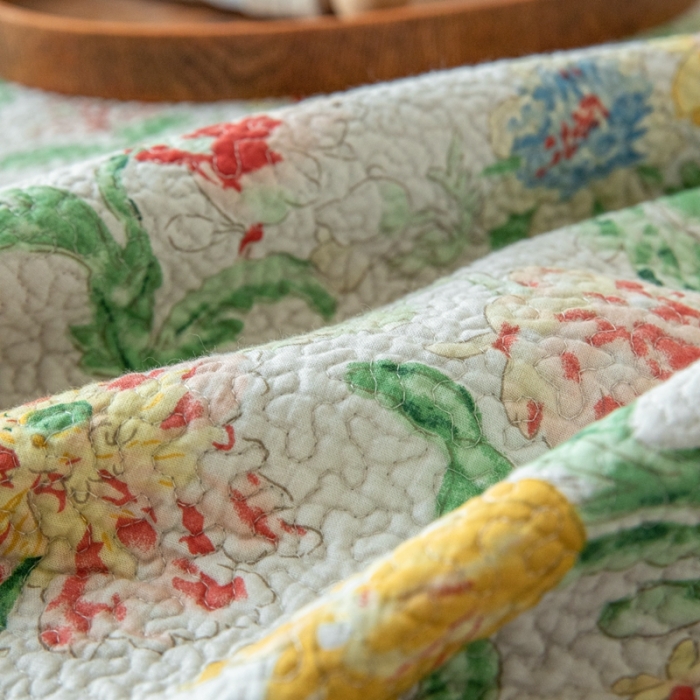 91家纺网 家纺一手货源 找家纺 （总）上喜 热卖双面全棉印花密绗床盖三件套