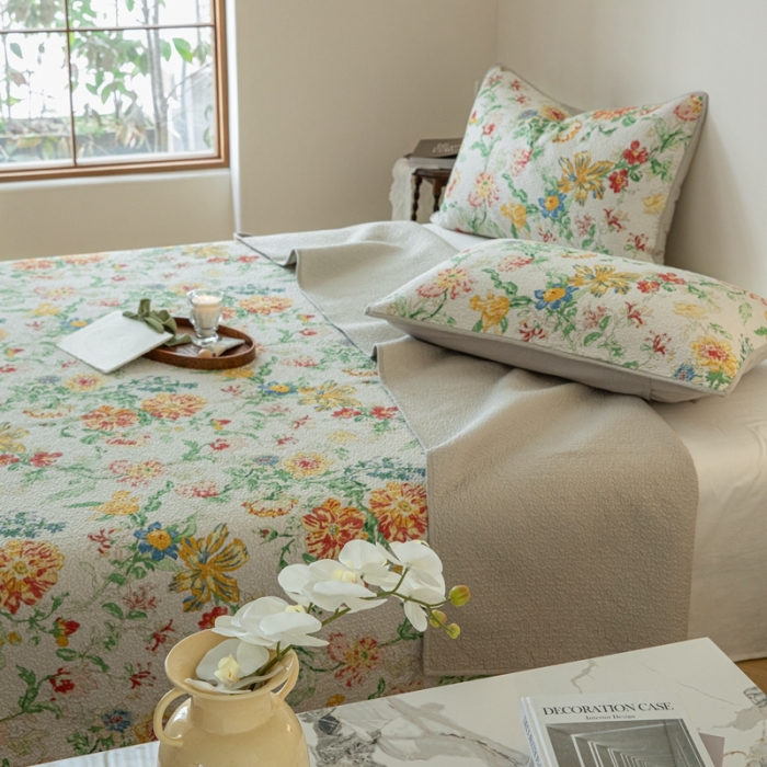 91家纺网 家纺一手货源 找家纺 （总）上喜 热卖双面全棉印花密绗床盖三件套