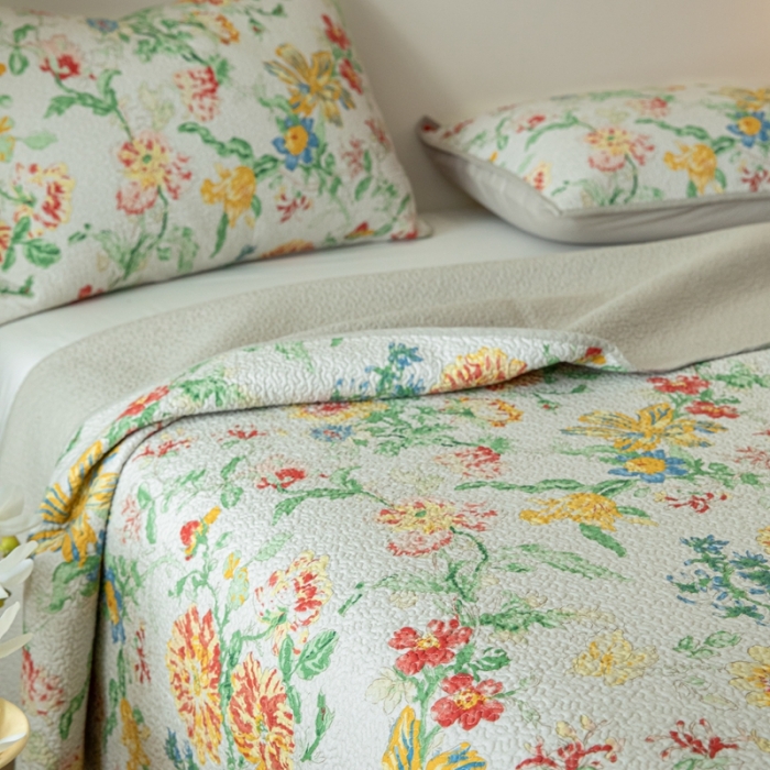 91家纺网 家纺一手货源 找家纺 （总）上喜 热卖双面全棉印花密绗床盖三件套