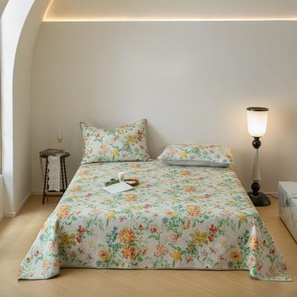 上喜 热卖双面全棉印花密绗床盖三件套 花之梦