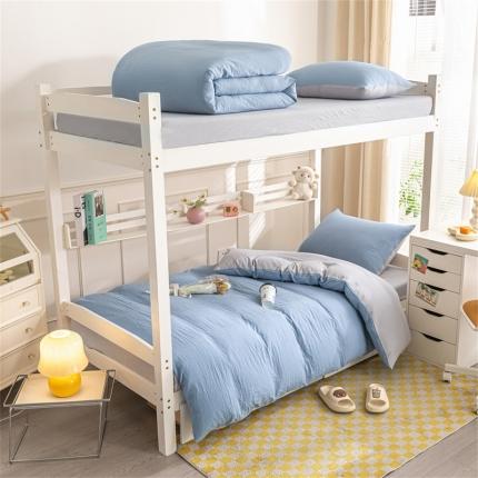 91家纺网 家纺一手货源 找家纺 （总）古吉梦 2024新款纯色-双拼水洗棉学生三件套