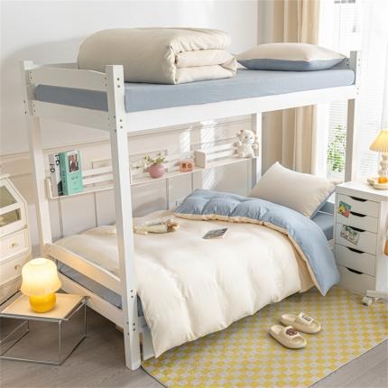 91家纺网 家纺一手货源 找家纺 （总）古吉梦 2024新款纯色-双拼水洗棉学生三件套