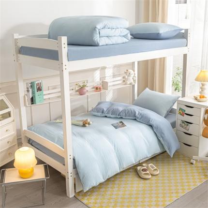 91家纺网 家纺一手货源 找家纺 （总）古吉梦 2024新款纯色-双拼水洗棉学生三件套