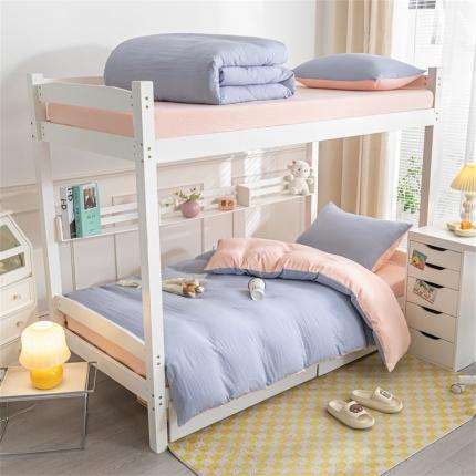 91家纺网 家纺一手货源 找家纺 （总）古吉梦 2024新款纯色-双拼水洗棉学生三件套