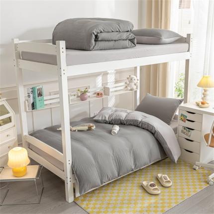 91家纺网 家纺一手货源 找家纺 （总）古吉梦 2024新款纯色-双拼水洗棉学生三件套