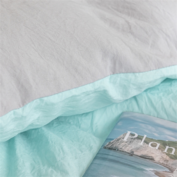 91家纺网 家纺一手货源 找家纺 古吉梦 2024新款纯色-双拼水洗棉学生三件套纯色-繁星蓝+山灰