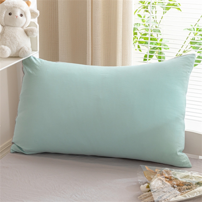 91家纺网 家纺一手货源 找家纺 古吉梦 2024新款纯色-双拼水洗棉学生三件套纯色-繁星蓝+山灰