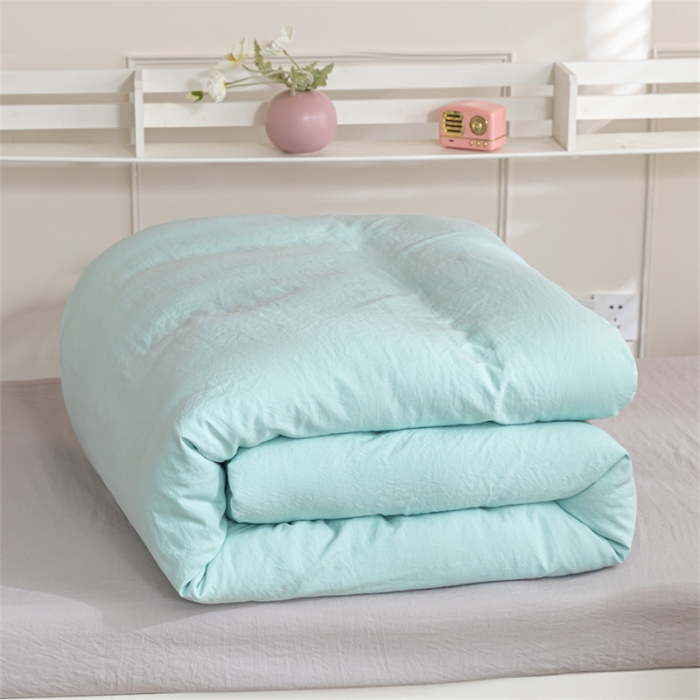 91家纺网 家纺一手货源 找家纺 古吉梦 2024新款纯色-双拼水洗棉学生三件套纯色-繁星蓝+山灰