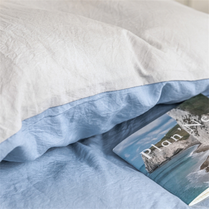 91家纺网 家纺一手货源 找家纺 古吉梦 2024新款纯色-双拼水洗棉学生三件套 纯色-海青+山灰