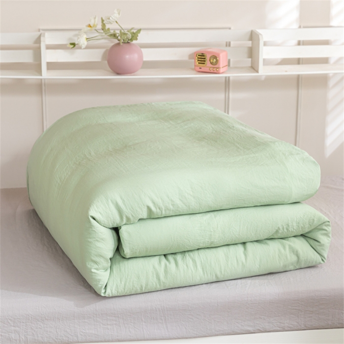 91家纺网 家纺一手货源 找家纺 古吉梦 2024新款纯色-双拼水洗棉学生三件套 纯色-灰绿+山灰