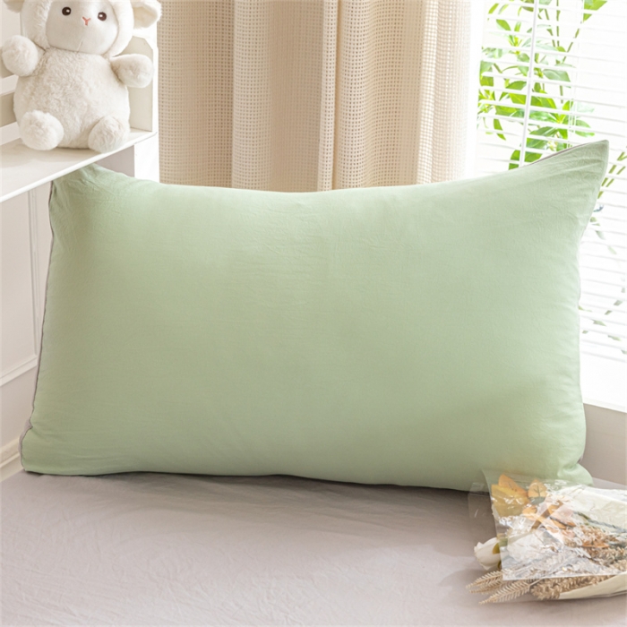 91家纺网 家纺一手货源 找家纺 古吉梦 2024新款纯色-双拼水洗棉学生三件套 纯色-灰绿+山灰