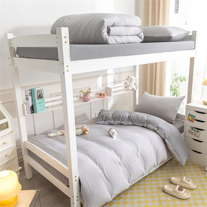 91家纺网 家纺一手货源 找家纺 古吉梦 2024新款纯色-双拼水洗棉学生三件套 纯色-山灰+中灰