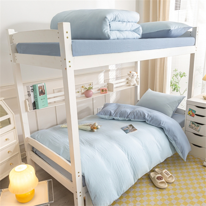 91家纺网 家纺一手货源 找家纺 古吉梦 2024新款纯色-双拼水洗棉学生三件套 纯色-天空蓝+海青