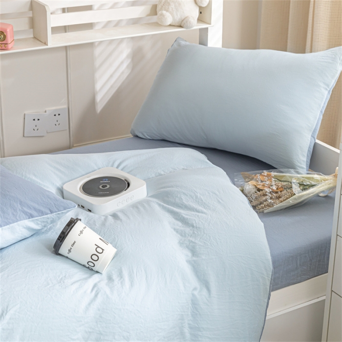 91家纺网 家纺一手货源 找家纺 古吉梦 2024新款纯色-双拼水洗棉学生三件套 纯色-天空蓝+海青