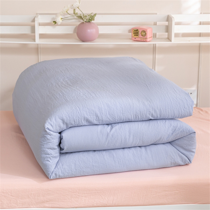 91家纺网 家纺一手货源 找家纺 古吉梦 2024新款纯色-双拼水洗棉学生三件套 纯色-星黛紫+奶油粉