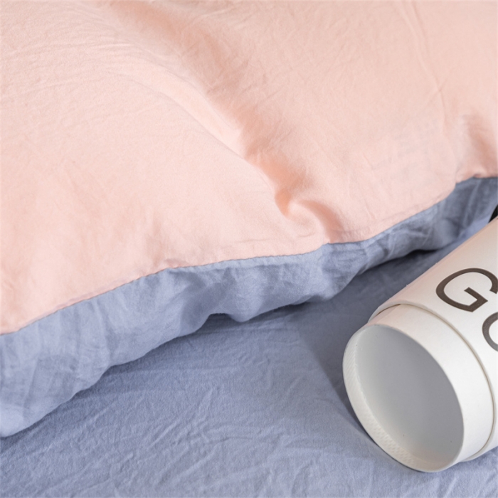 91家纺网 家纺一手货源 找家纺 古吉梦 2024新款纯色-双拼水洗棉学生三件套 纯色-星黛紫+奶油粉