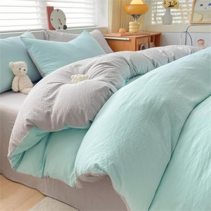 91家纺网 家纺一手货源 找家纺 （总）古吉梦 2024新款纯色-双拼水洗棉四件套