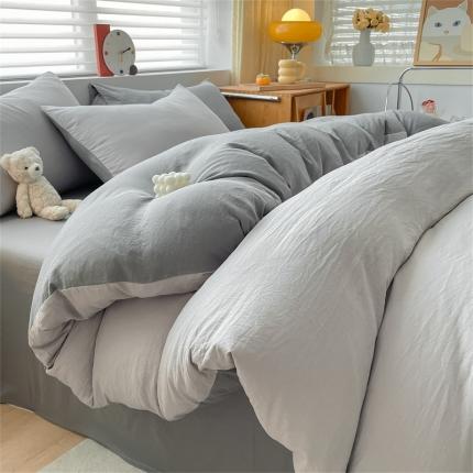 91家纺网 家纺一手货源 找家纺 （总）古吉梦 2024新款纯色-双拼水洗棉四件套