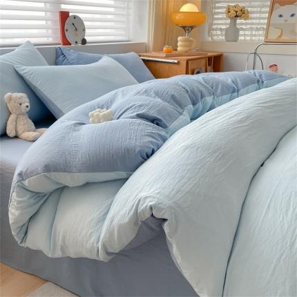 91家纺网 家纺一手货源 找家纺 （总）古吉梦 2024新款纯色-双拼水洗棉四件套