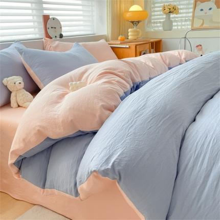 91家纺网 家纺一手货源 找家纺 （总）古吉梦 2024新款纯色-双拼水洗棉四件套