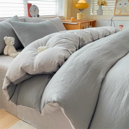 91家纺网 家纺一手货源 找家纺 （总）古吉梦 2024新款纯色-双拼水洗棉四件套