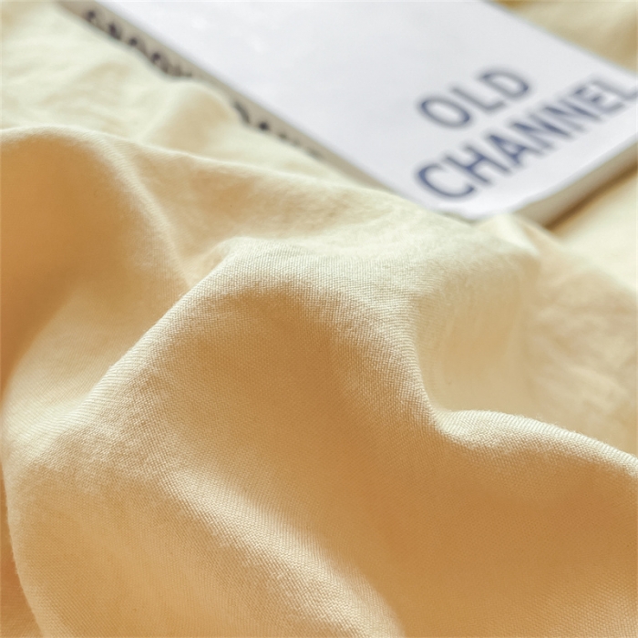 91家纺网 家纺一手货源 找家纺 古吉梦 2023新款纯色-双拼水洗棉四件套 纯色-初黄+果绿