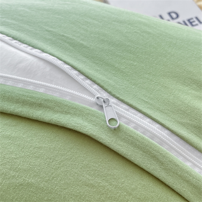 91家纺网 家纺一手货源 找家纺 古吉梦 2023新款纯色-双拼水洗棉四件套 纯色-初黄+果绿