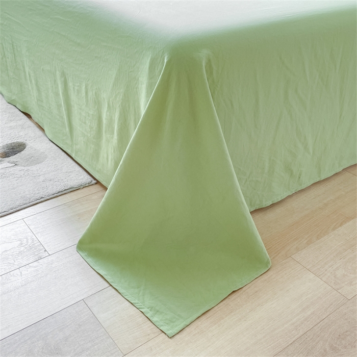 91家纺网 家纺一手货源 找家纺 古吉梦 2023新款纯色-双拼水洗棉四件套 纯色-初黄+果绿