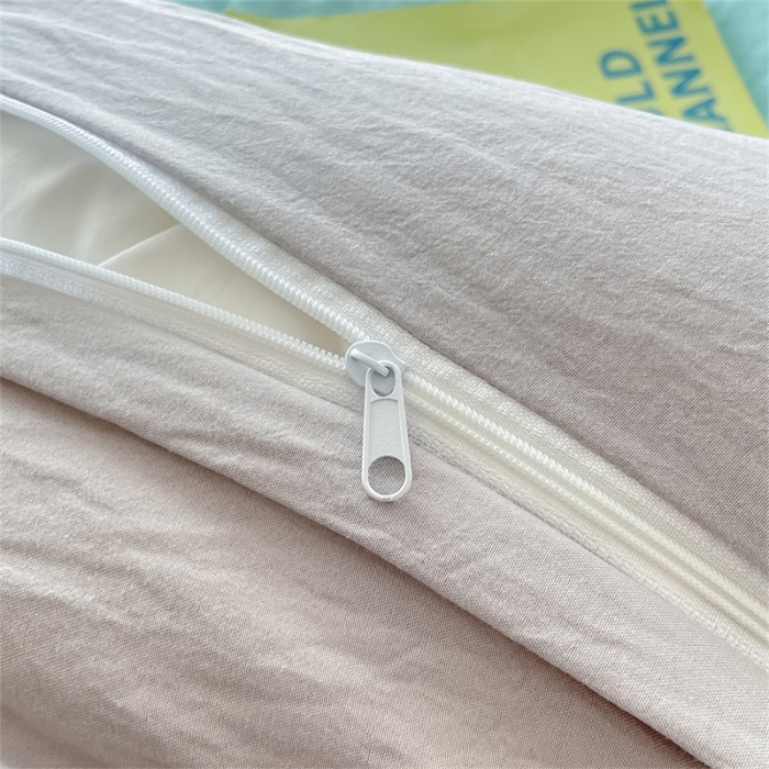 91家纺网 家纺一手货源 找家纺 古吉梦 2023新款纯色-双拼水洗棉四件套 纯色-繁星蓝+山灰