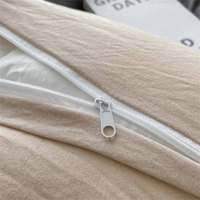 91家纺网 家纺一手货源 找家纺 古吉梦 2023新款纯色-双拼水洗棉四件套 纯色-高级灰+奶茶