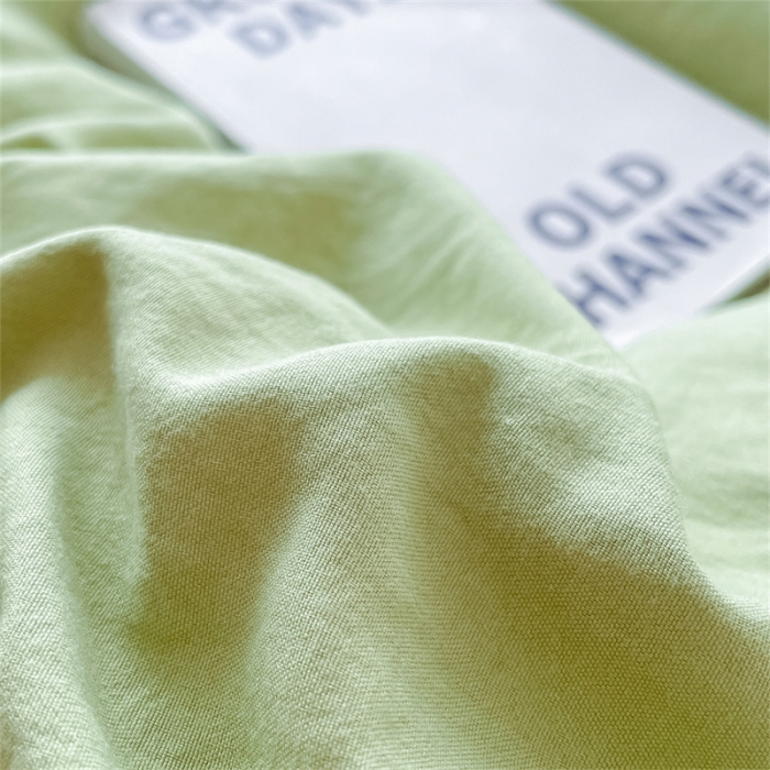 91家纺网 家纺一手货源 找家纺 古吉梦 2023新款纯色-双拼水洗棉四件套 纯色-果绿+奶茶