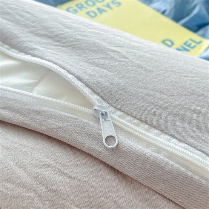 91家纺网 家纺一手货源 找家纺 古吉梦 2023新款纯色-双拼水洗棉四件套 纯色-海青+山灰