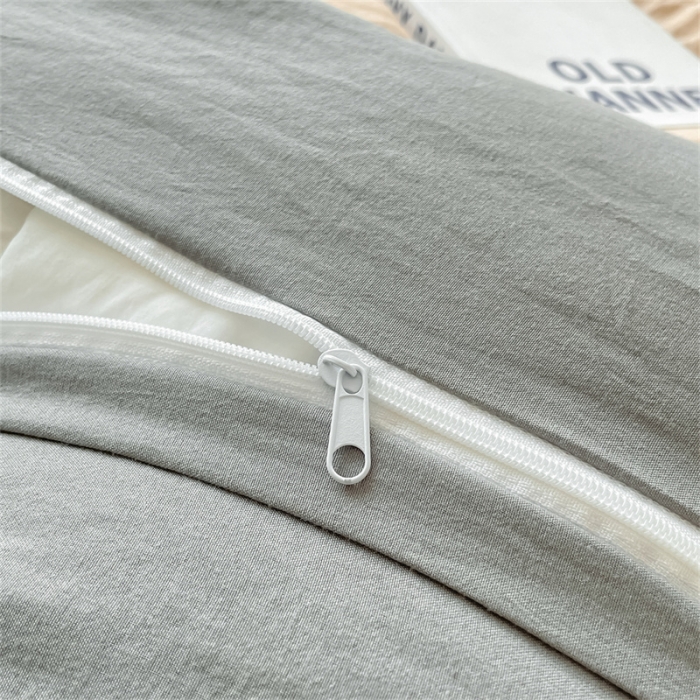 91家纺网 家纺一手货源 找家纺 古吉梦 2023新款纯色-双拼水洗棉四件套 纯色-奶茶+中灰