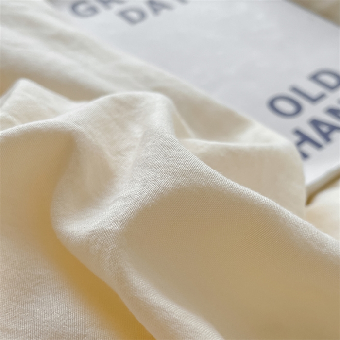 91家纺网 家纺一手货源 找家纺 古吉梦 2023新款纯色-双拼水洗棉四件套 纯色-奶昔白+奶茶