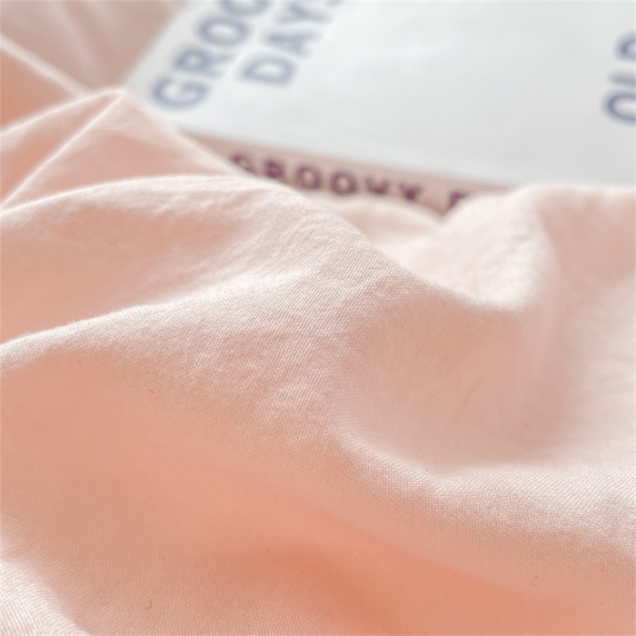 91家纺网 家纺一手货源 找家纺 古吉梦 2023新款纯色-双拼水洗棉四件套 纯色-奶油粉+山灰