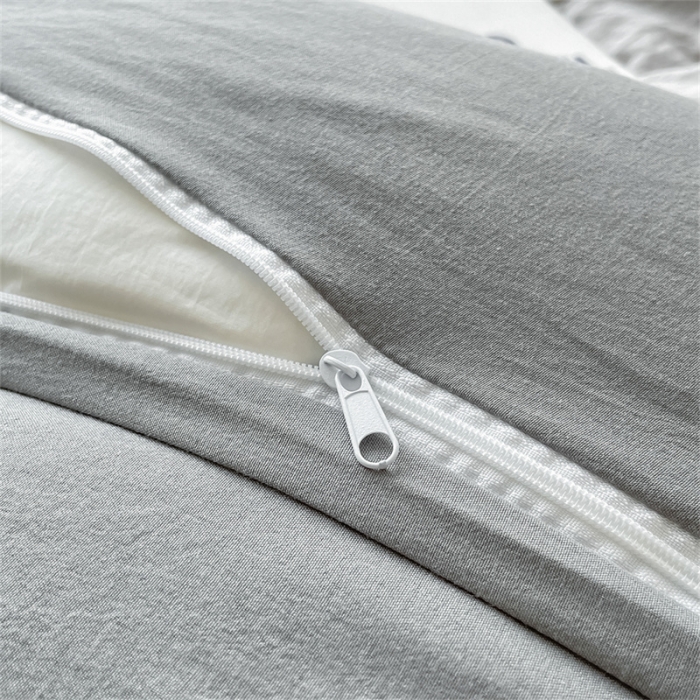91家纺网 家纺一手货源 找家纺 古吉梦 2023新款纯色-双拼水洗棉四件套 纯色-山灰+中灰