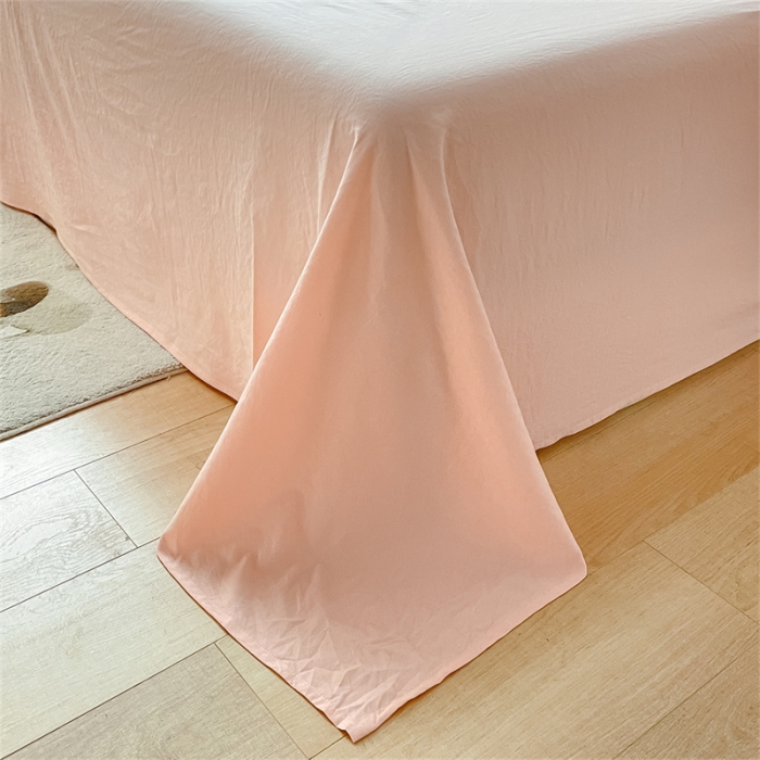 91家纺网 家纺一手货源 找家纺 古吉梦 2023新款纯色-双拼水洗棉四件套 纯色-星黛紫+奶油粉