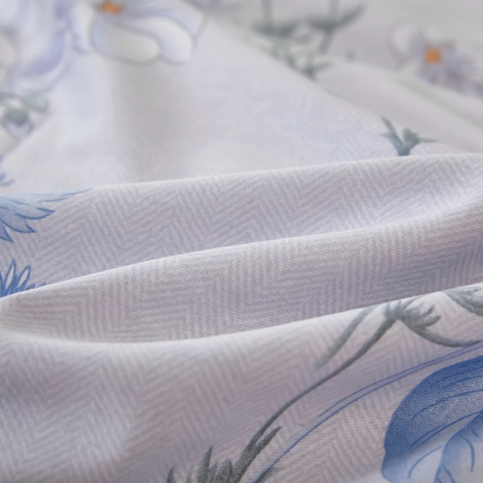 91家纺网 家纺一手货源 找家纺 雲归梦 2023新款全棉AB版加厚四件套 菲羽蓝