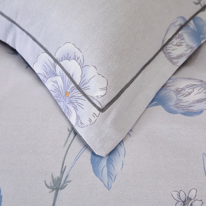 91家纺网 家纺一手货源 找家纺 雲归梦 2023新款全棉AB版加厚四件套 菲羽蓝