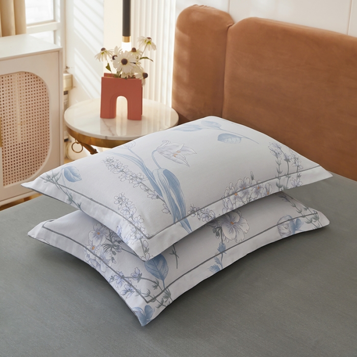 91家纺网 家纺一手货源 找家纺 雲归梦 2023新款全棉AB版加厚四件套 菲羽蓝