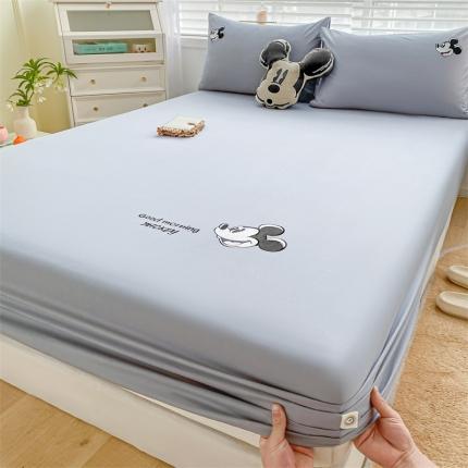 91家纺网 家纺一手货源 找家纺 慕色家纺 2023新款A类全棉迪士尼系列床笠 米奇-浅灰