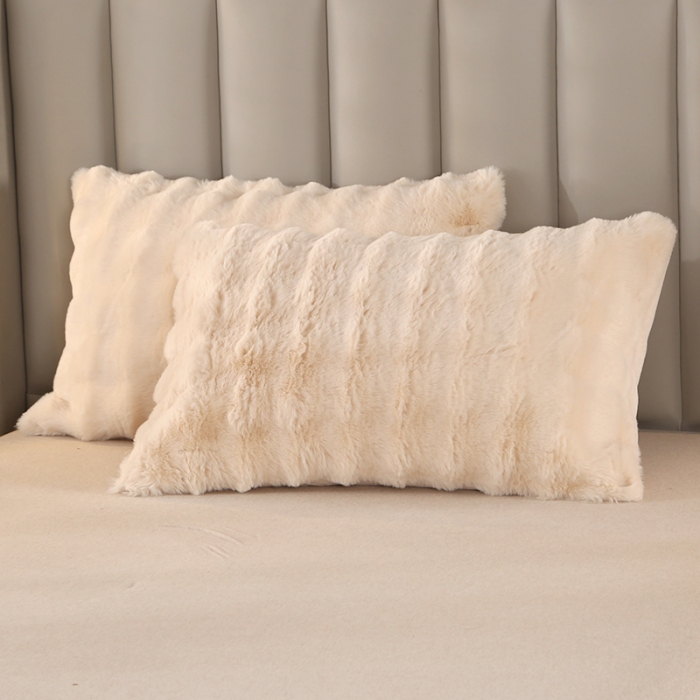 91家纺网 家纺一手货源 找家纺 高端仿皮草兔毛绒盖毯冬季儿童加厚毛毯汽车办公室单人午睡沙发搭腿毯 米黄