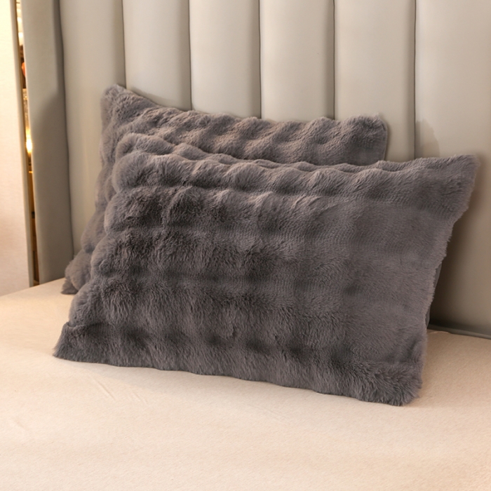 91家纺网 家纺一手货源 找家纺 高端仿皮草兔毛绒盖毯冬季儿童加厚毛毯汽车办公室单人午睡沙发搭腿毯 深灰