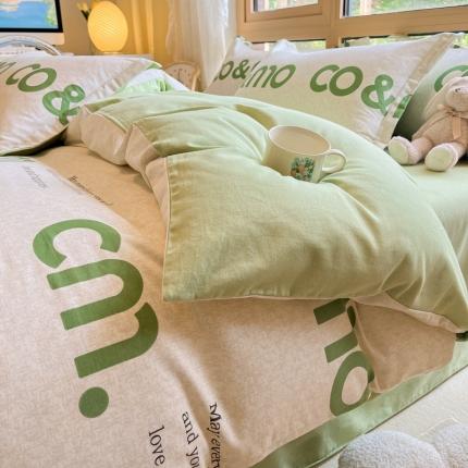 91家纺网 家纺一手货源 找家纺 莱米 2023新款全棉磨毛印花四件套 可米-绿