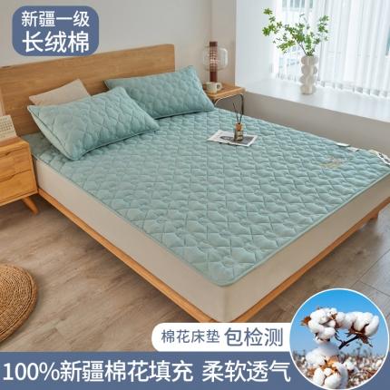 西域种棉人 2023新疆棉花床褥软垫床护垫家用床垫软垫可折叠垫子床褥 典雅-绿