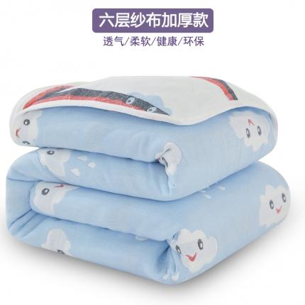 91家纺网 家纺一手货源 找家纺 慕婷 全棉6层纱布毛巾被纯棉六层纱布毯 笑脸云朵