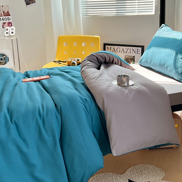 91家纺网 家纺一手货源 找家纺 （总）蓝淋家纺 2023新款水洗棉学生宿舍亲肤三件套四件套