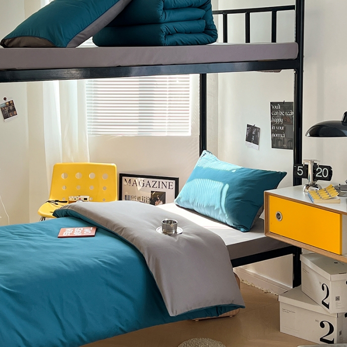 91家纺网 家纺一手货源 找家纺 （总）蓝淋家纺 2023新款水洗棉学生宿舍亲肤三件套四件套